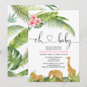 Roze gouden safari oerwoud meisje baby shower kaart (Voorkant / Achterkant)
