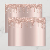 Roze Gouden Sark Druppels Minimaal Eenvoudig Glam Aankondigingskaart (Voorkant / Achterkant)