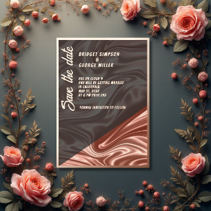 roze gouden satijnen cloud 9 trouw save the date folie uitnodiging