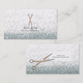 Roze Gouden Schaar Witte Glitter Kapper Visitekaartje (Voorkant / Achterkant)
