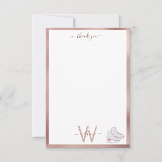 Roze Gouden Schaatsen Blush Roze Schaatsen Kindere Bedankkaart (Voorkant)