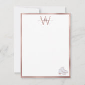 Roze Gouden Schaatsen Blush Roze Schaatsen Kindere Notitiekaartje (Voorkant)