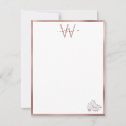 Roze Gouden Schaatsen Blush Roze Schaatsen Kindere Notitiekaartje (Voorkant)