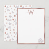 Roze Gouden Schaatsen Blush Roze Schaatsen Kindere Notitiekaartje (Voorkant / Achterkant)