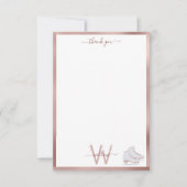 Roze Gouden Schaatsen Blush Roze Schaatsschoenen K Bedankkaart (Voorkant)