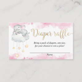 Roze gouden schattige baby olifant luier loterij k informatiekaartje