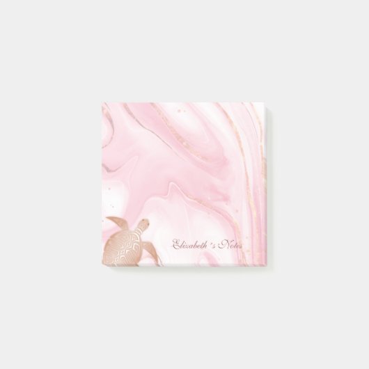 Roze Gouden Schildpad Blush Marmer Monogram Jouw N Post-it® Notes (Voorkant)