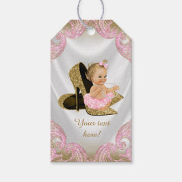 Roze Gouden Schoen Baby shower Cadeaulabel