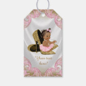 Roze Gouden Schoen Etnische Meisje Baby shower Cadeaulabel (Voorkant)