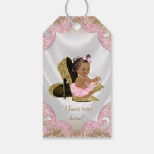Roze Gouden Schoen Etnische Meisje Baby shower Cadeaulabel (Achterkant)