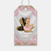 Roze Gouden Schoen Meisje Baby shower Cadeaulabel (Voorkant)