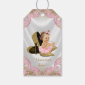 Roze Gouden Schoen Meisje Baby shower Cadeaulabel (Achterkant)