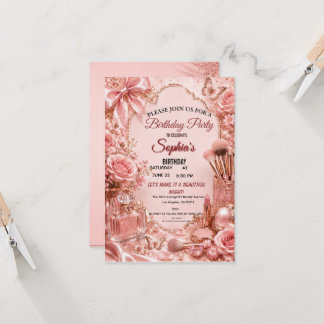 Roze Gouden Schoonheid Glam Verjaardagsfeest Kaart