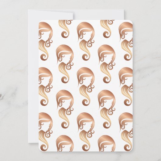 Roze Gouden Schoonheid Meisje Haar- en Make-up Sal Kaart (Achterkant)