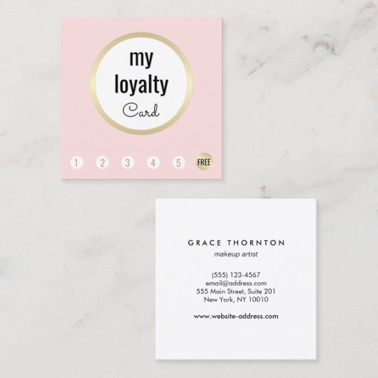 Roze Gouden Schoonheidssalon Klantenloyaliteit 6 P Klantenkaartje (Voorkant / Achterkant)