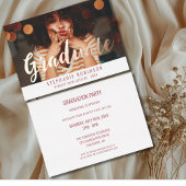 Roze Gouden Script Foto Afstudeerfeest Folie Uitnodiging