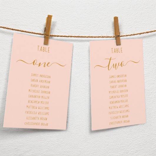 Roze Gouden Script Moderne Eenvoudige Zitplaatskaa