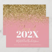 roze gouden script moderne elegante afstuderen