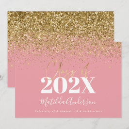 roze gouden script moderne elegante afstuderen  kaart