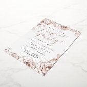 Roze Gouden Script Roze Verrassingsfeestje Folie Uitnodiging (Gedraaid)