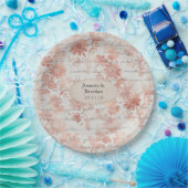 Roze Gouden Shabby-Chic Bruiloft Papieren Bordje (Feest)