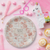 Roze Gouden Shabby-Chic Bruiloft Papieren Bordje (Feest)