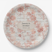 Roze Gouden Shabby-Chic Bruiloft Papieren Bordje (Voorkant)