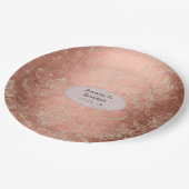 Roze Gouden Shabby-Chic Damast Bruiloft Papieren Bordje (Gekanteld)