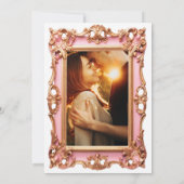 Roze Gouden Sierlijke Filigraan Bloem Frame Kaart (Achterkant)