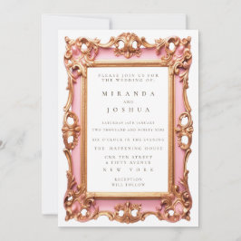 Roze Gouden Sierlijke Filigraan Bloem Frame Kaart