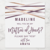 Roze Gouden Slierten Wil Je Mijn Getuige Zijn Wijn Etiket (Enkel label)