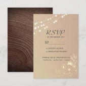 Roze Gouden Slingerlichten Bruiloft RSVP Kaart (Voorkant / Achterkant)