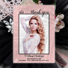 Roze Gouden Smoking Pageant Bedankkaart