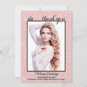 Roze Gouden Smoking Pageant Bedankkaart (Voorkant)