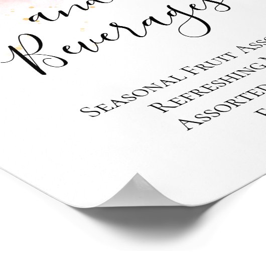 Roze gouden snacks en Drinken Baby shower Sign Poster (Hoek)