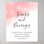 Roze gouden snacks en Drinken Baby shower Sign Poster (Voorkant)