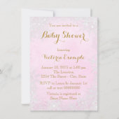 Roze Gouden Sneeuwvlok Baby Meisje Douche Kaart (Achterkant)