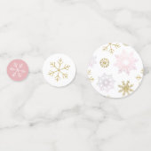 Roze & Gouden Sneeuwvlok Baby shower Confetti (Achterkanten)