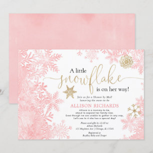 Roze gouden sneeuwvlok Douche door Mail baby showe Kaart
