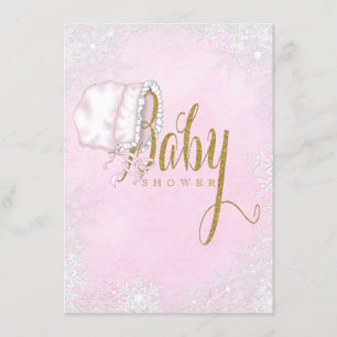 Roze Gouden Sneeuwvlok Meisje Baby Shower Kaart