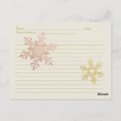 Roze Gouden Sneeuwvlok Recept Kaart voor de bruid (Achterkant)