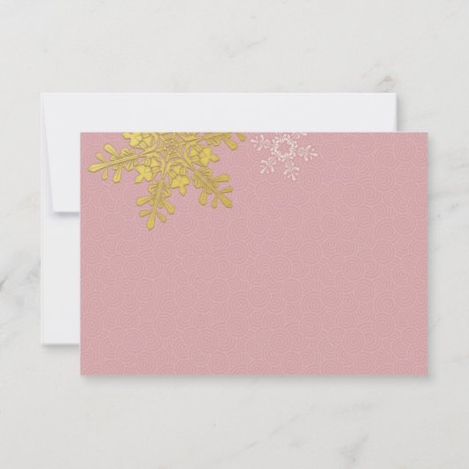 Roze Gouden Sneeuwvlok Winter Bruiloft Antwoord Ka (Achterkant)