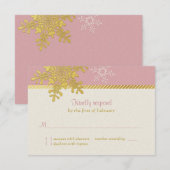 Roze Gouden Sneeuwvlok Winter Bruiloft Antwoord Ka (Voorkant / Achterkant)