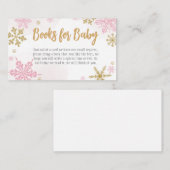 Roze Gouden Sneeuwvlokken Baby shower Boeken voor  Informatiekaartje (Voorkant / Achterkant)