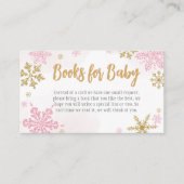 Roze Gouden Sneeuwvlokken Baby shower Boeken voor  Informatiekaartje (Voorkant)