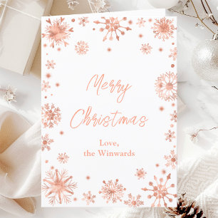 Roze Gouden Sneeuwvlokken Prettig Kerstfeest Feestdagen Kaart