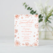 Roze Gouden Sneeuwvlokken Verjaardagsfeestje Briefkaart (Staand voorkant)