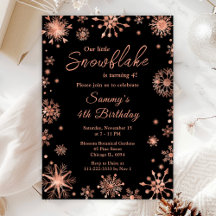 Roze Gouden Sneeuwvlokken Verjaardagsfeestje