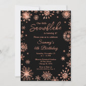 Roze Gouden Sneeuwvlokken Verjaardagsfeestje Kaart (Voorkant)