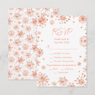 Roze Gouden Sneeuwvlokken Winter Maaltijd Keuze RSVP Kaartje